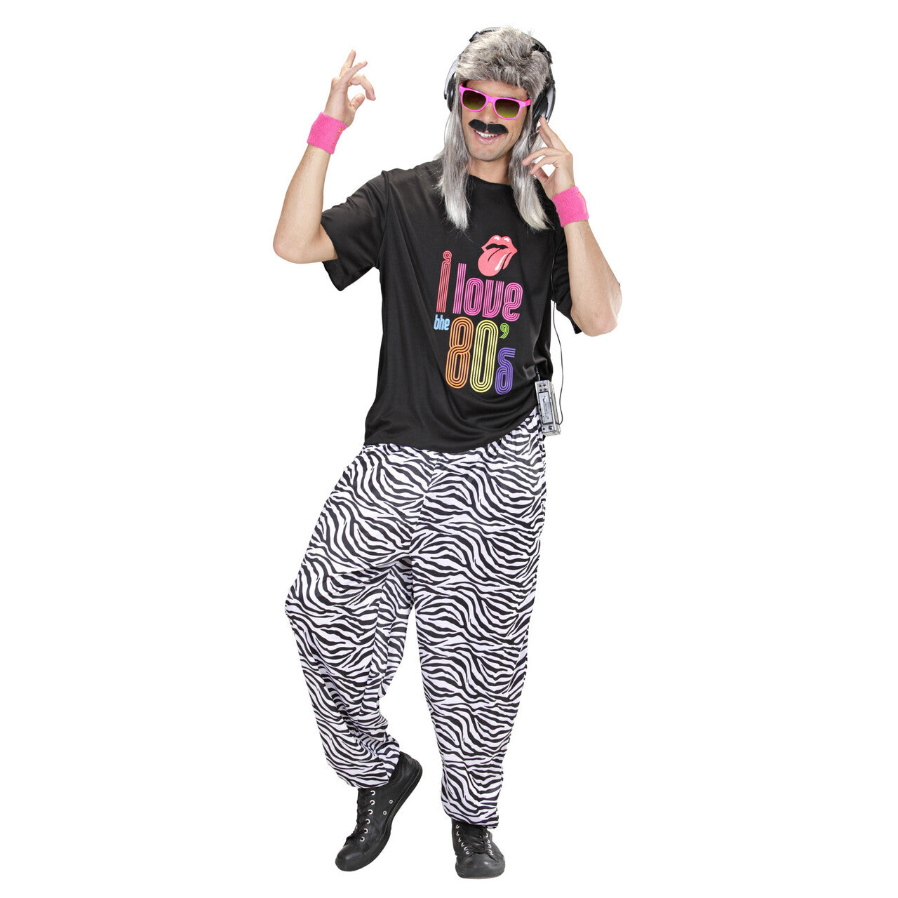 Op deze afbeelding zie je een Kostuums, van het merk Widmann. Baggy Broek 80s Zebra Man