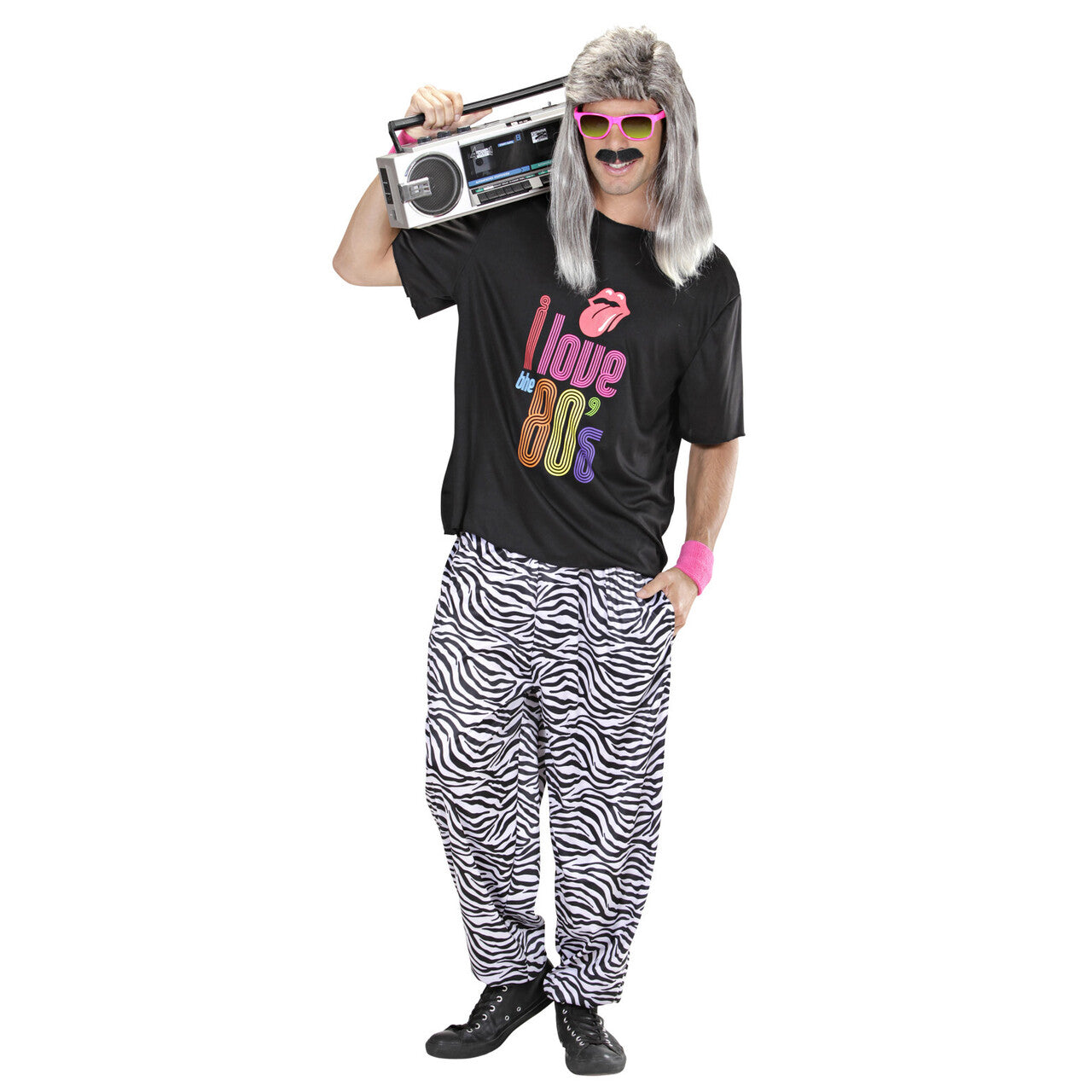 Op deze afbeelding zie je een Kostuums, van het merk Widmann. Baggy Broek 80s Zebra Man