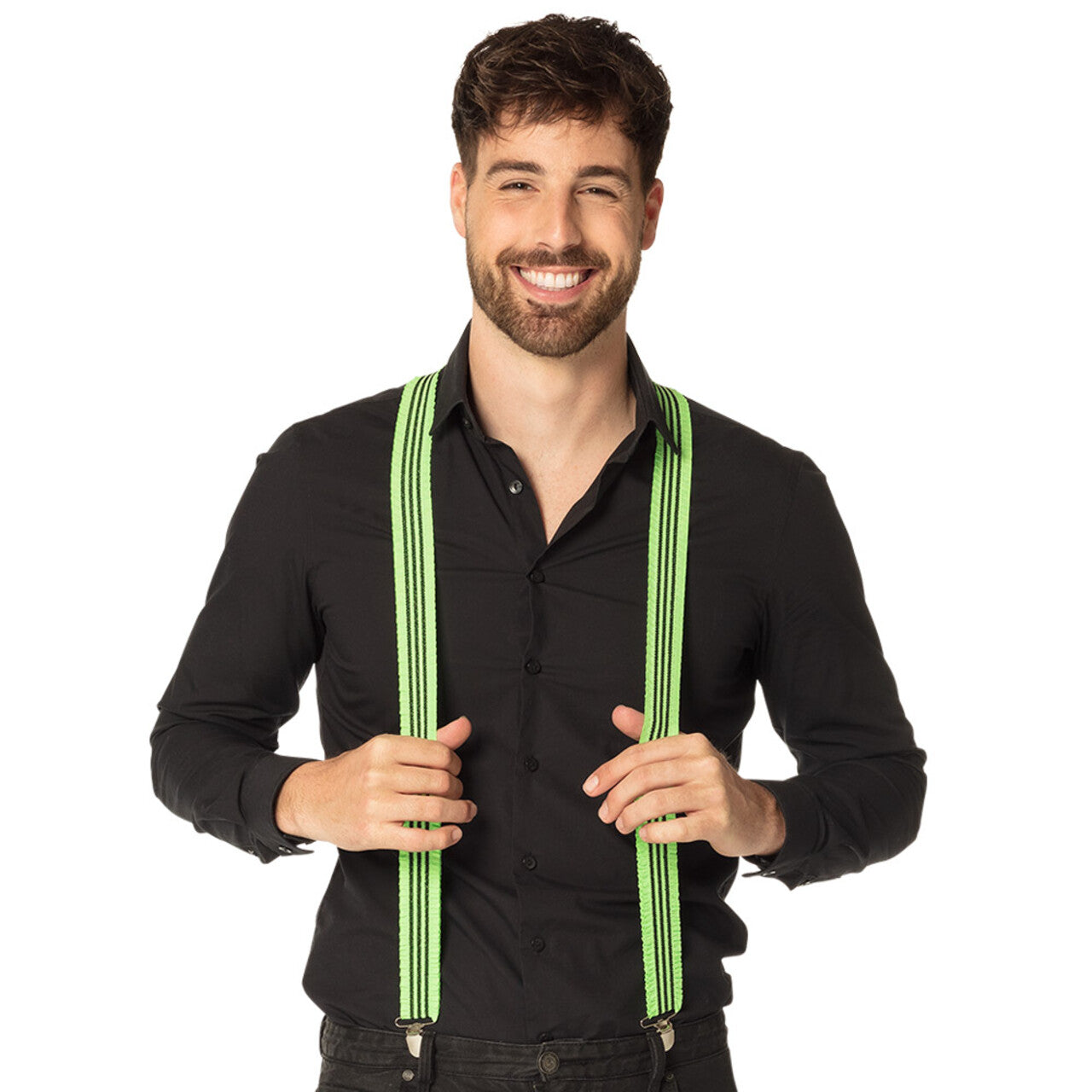 Op deze afbeelding zie je een Accessoires, van het merk Boland. Bretels Ruches Groen Met Strepen