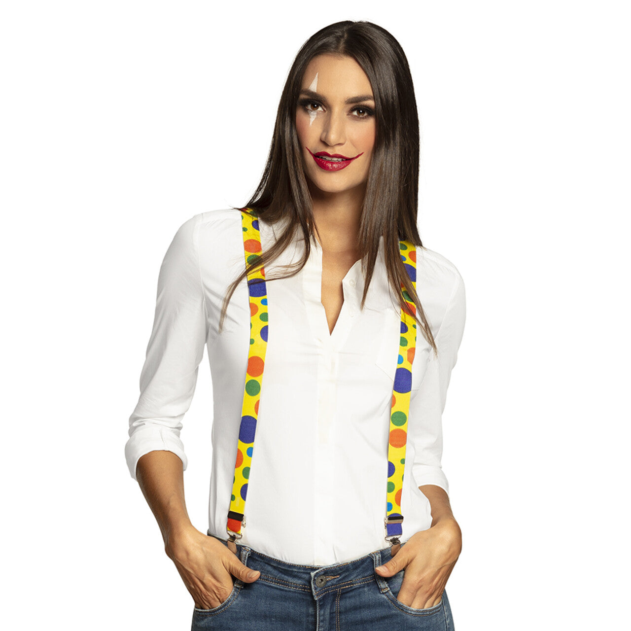 Op deze afbeelding zie je een Accessoires, van het merk Boland. Vrolijke Bretels Clown Stippie Dot