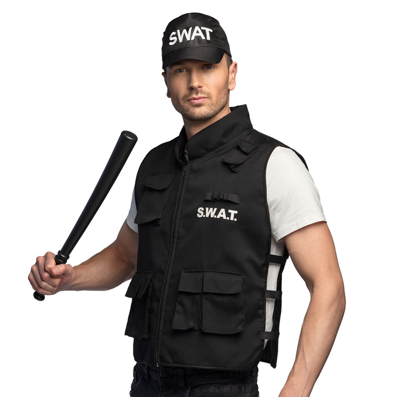 Op deze afbeelding zie je een Kostuums, van het merk Boland. Swat Utility Vest Man