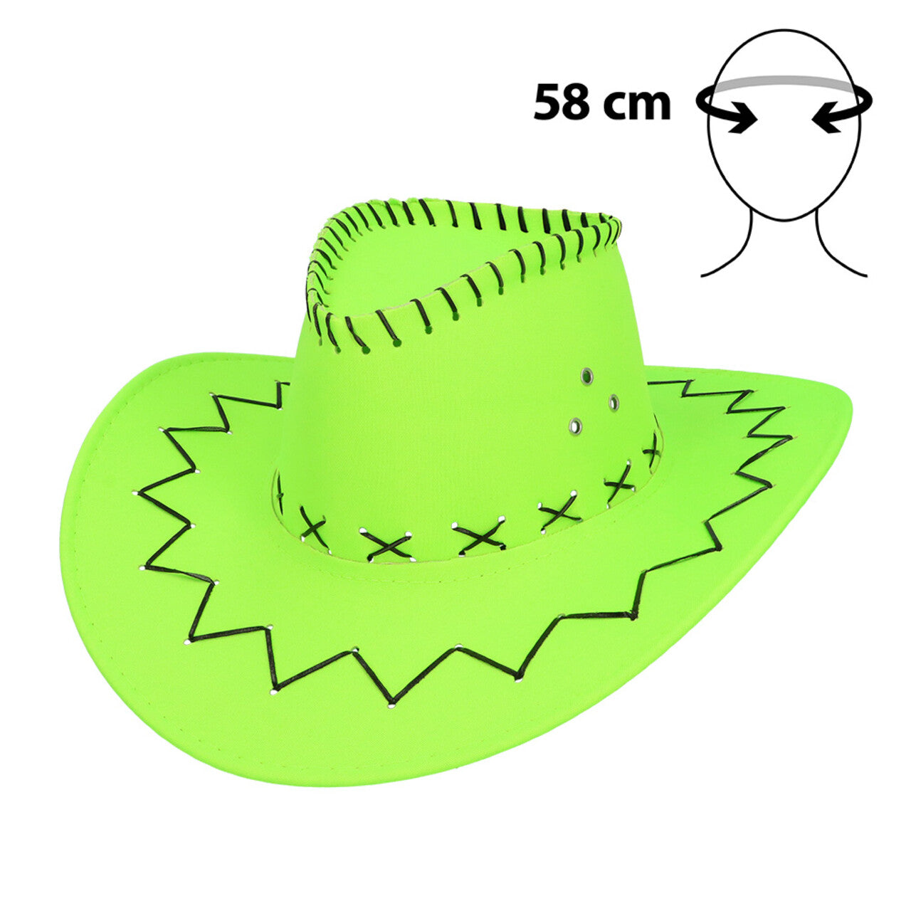 Op deze afbeelding zie je een Accessoires, van het merk Boland. Glowboy Cowboyhoed Neongroen Uv