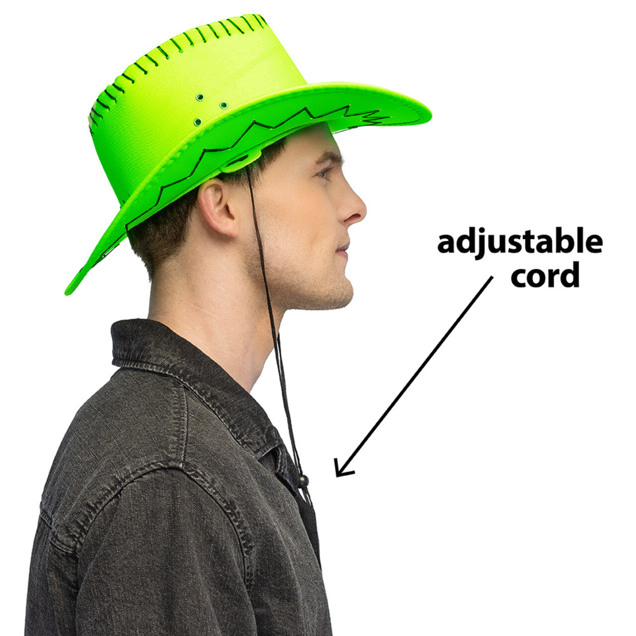 Op deze afbeelding zie je een Accessoires, van het merk Boland. Glowboy Cowboyhoed Neongroen Uv