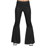 Op deze afbeelding zie je een Kostuums, van het merk Boland. Wijde Pijpen Broek Zwart Disco Dolly Vrouw