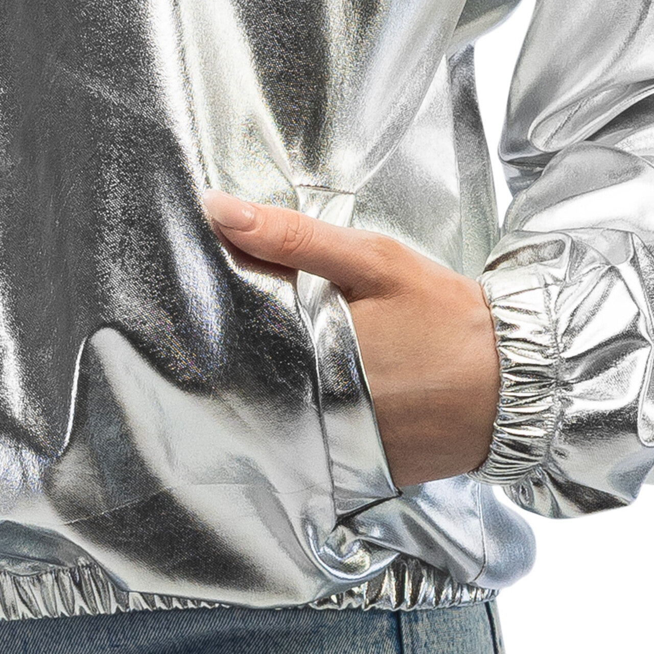 Op deze afbeelding zie je een Kostuums, van het merk Boland. Supercoole Metallic Zilveren Jas Bride Vrouw