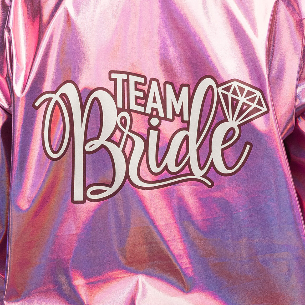 Op deze afbeelding zie je een Kostuums, van het merk Boland. Megacoole Metallic Roze Jasje Team Bride Vrouw
