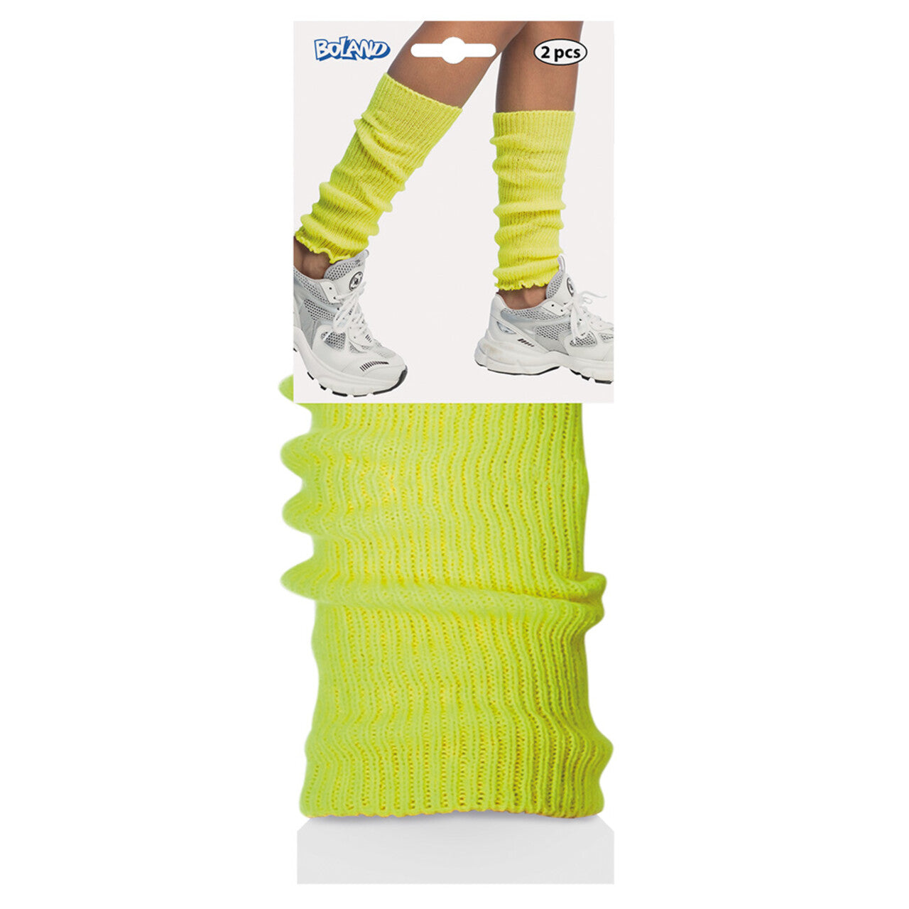 Op deze afbeelding zie je een Accessoires, van het merk Boland. Paar Beenwarmers Basic Neongeel Uv