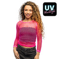 80s Visnet Shirt Temptation Neon Roze Vrouw