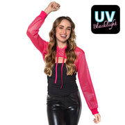 Op deze afbeelding zie je een Kostuums, van het merk Boland. Sportief Visnet Festival Bolero Neon Roze Vrouw