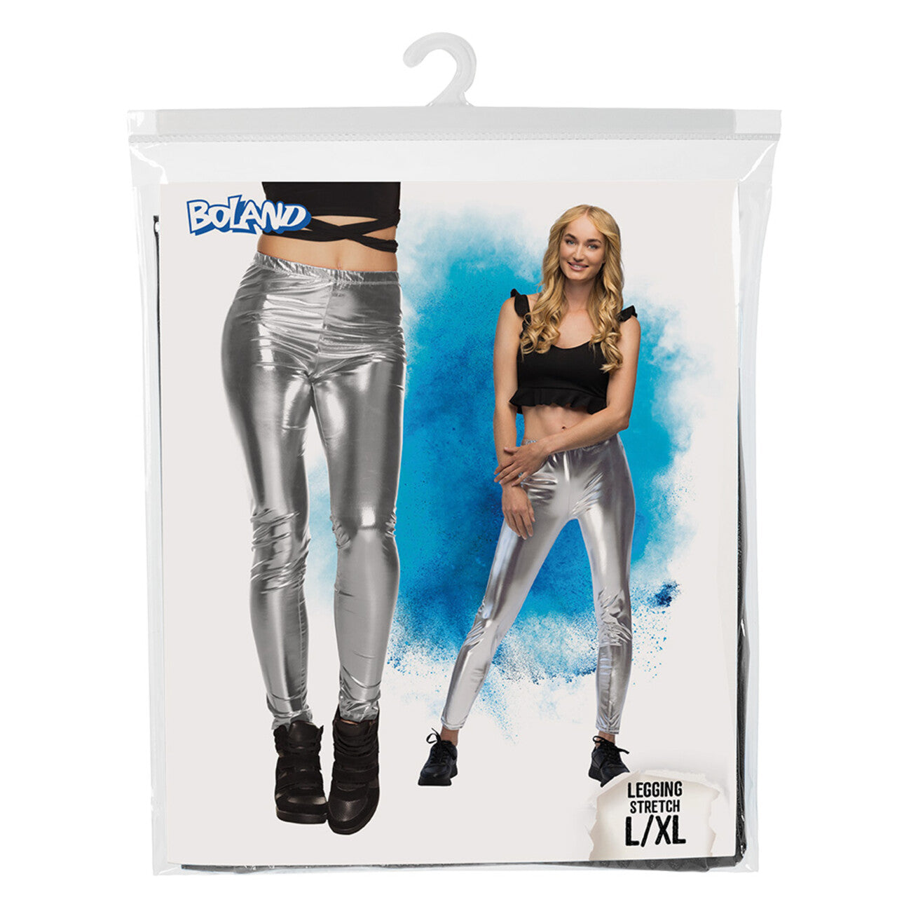 Op deze afbeelding zie je een Kostuums, van het merk Boland. Legging Zilver Metallic Vrouw