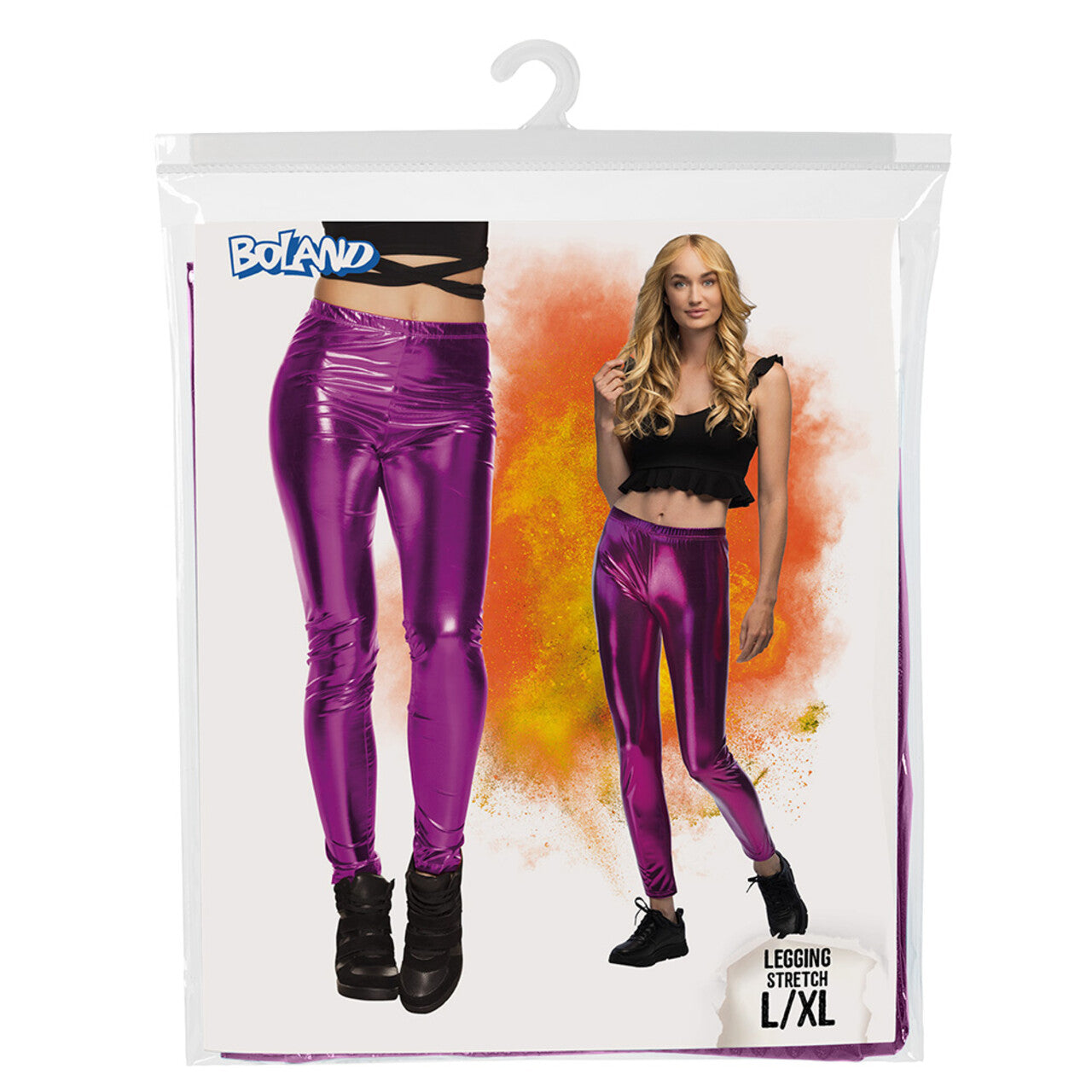 Op deze afbeelding zie je een Kostuums, van het merk Boland. Legging Metallic Paars Vrouw