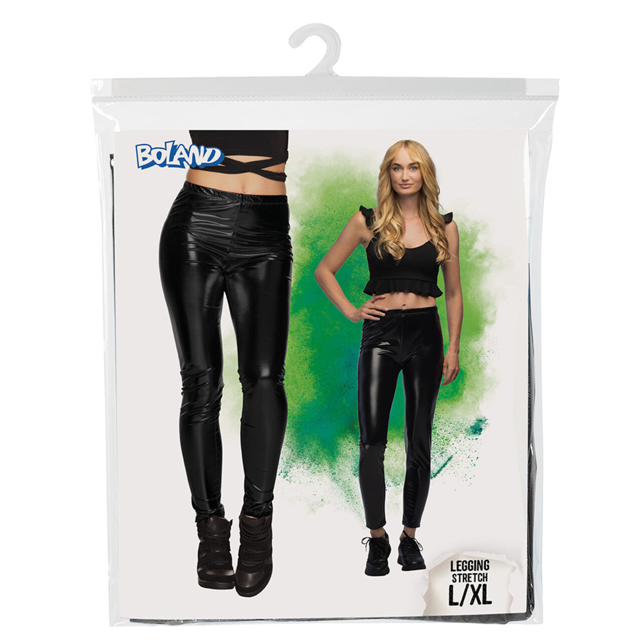 Op deze afbeelding zie je een Kostuums, van het merk Boland. Legging Metallic Biker Zwart Vrouw