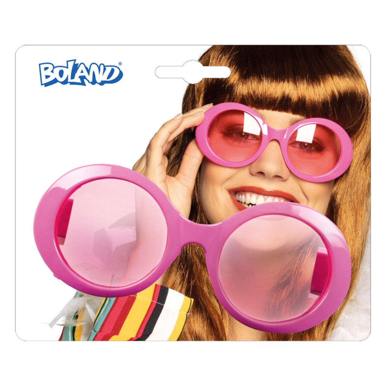 Op deze afbeelding zie je een Accessoires, van het merk Boland. Bril 70s Jackie Neonroze Uv