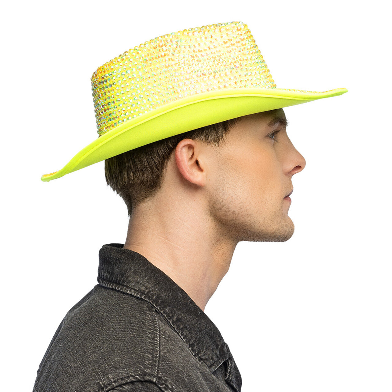 Op deze afbeelding zie je een Accessoires, van het merk Boland. Aurora Strass Cowboyhoed Neongeel Uv