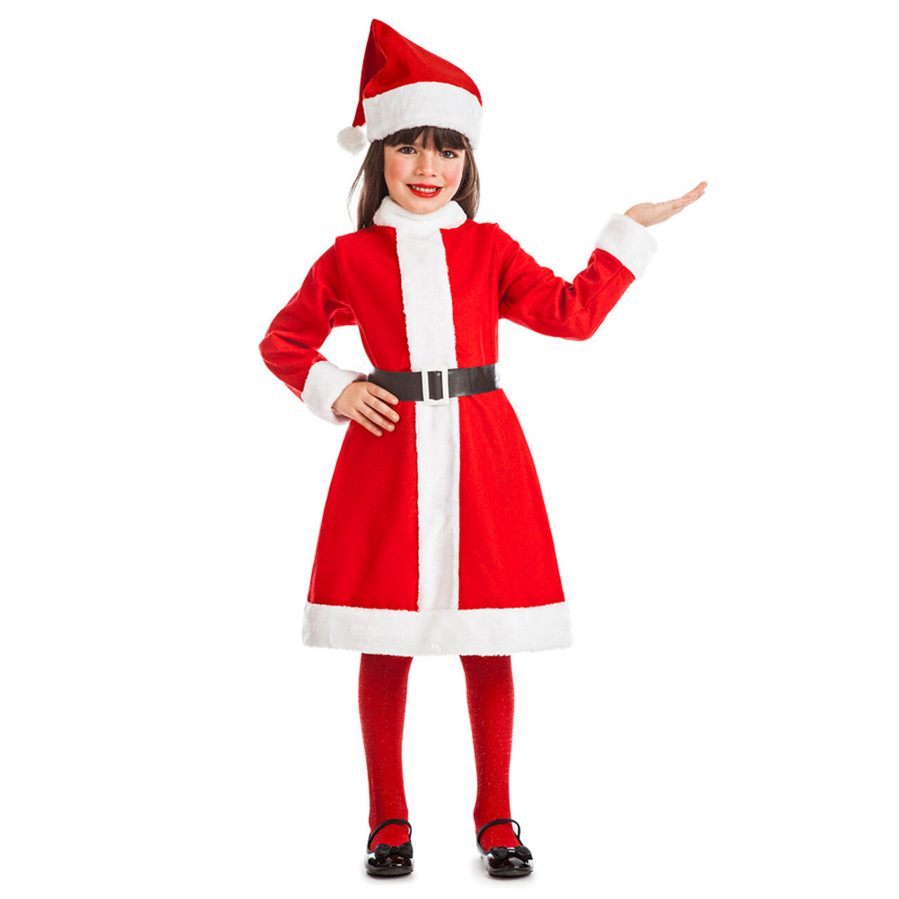 Op deze afbeelding zie je een Kostuums, van het merk Boland. Cute Little Miss Santa Meisje Kostuum