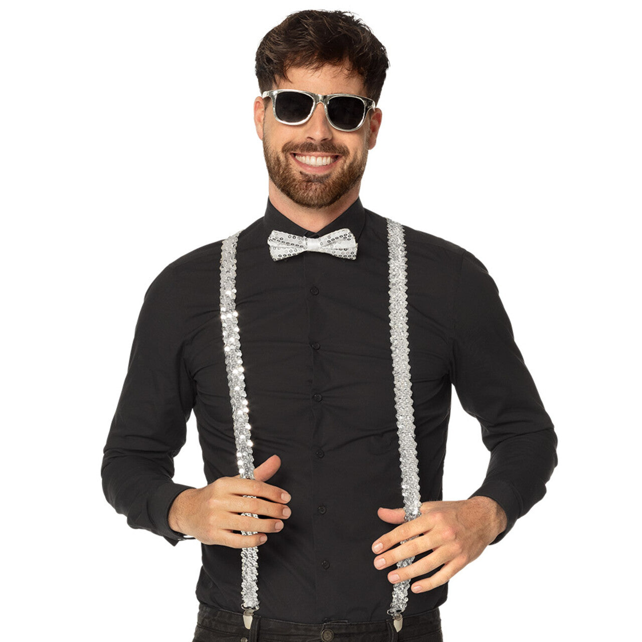 Op deze afbeelding zie je een Accessoires, van het merk Boland. Gentleman Party Pailletten Set Zilver
