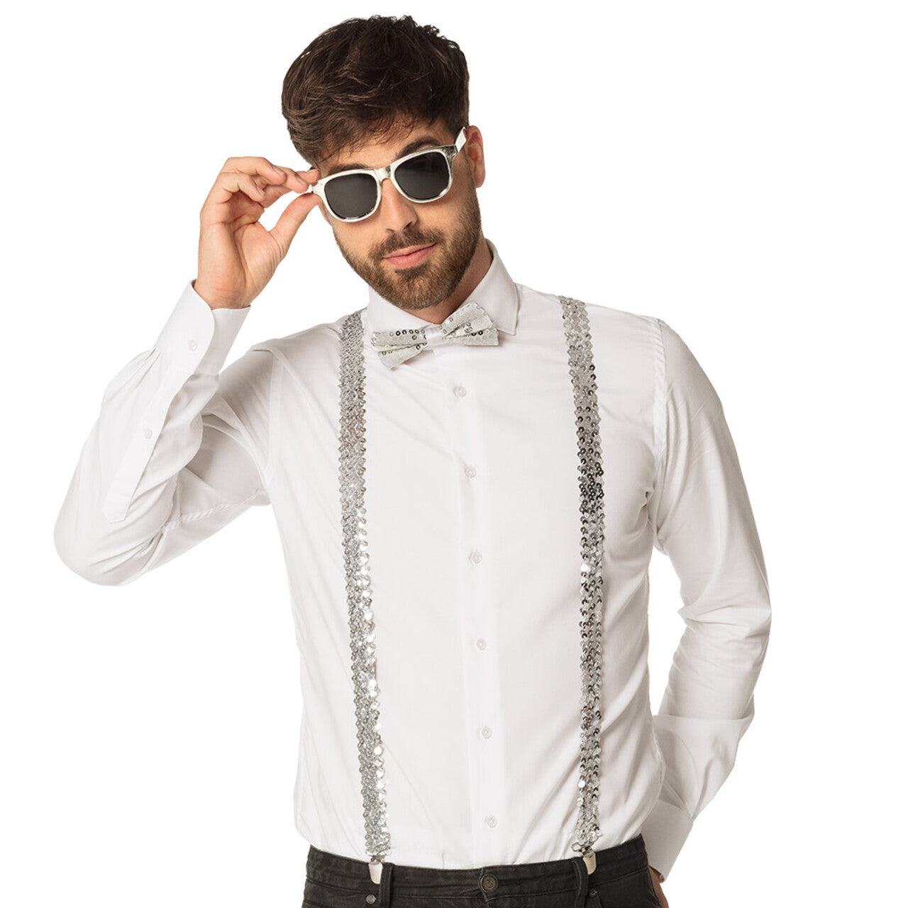 Op deze afbeelding zie je een Accessoires, van het merk Boland. Gentleman Party Pailletten Set Zilver