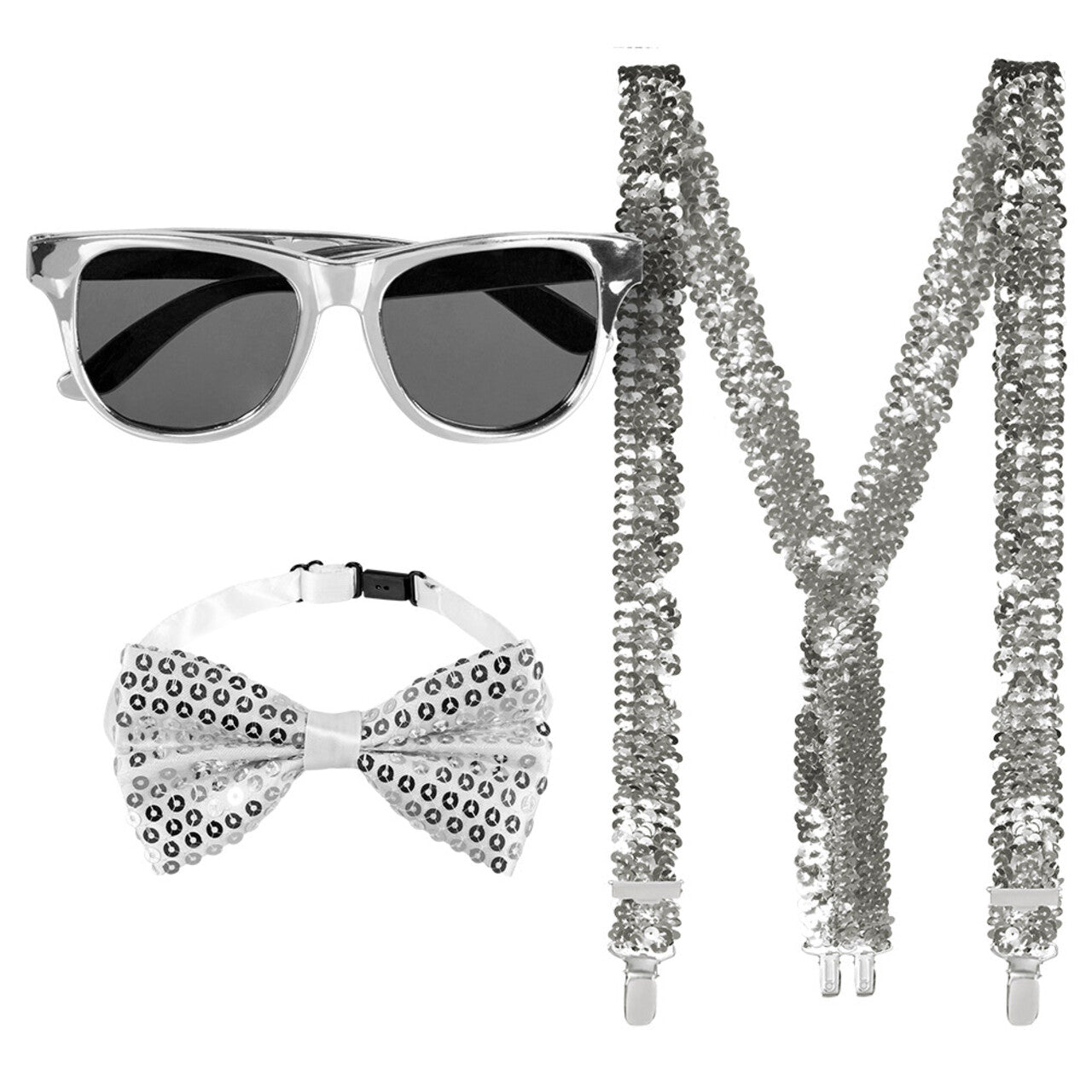 Op deze afbeelding zie je een Accessoires, van het merk Boland. Gentleman Party Pailletten Set Zilver