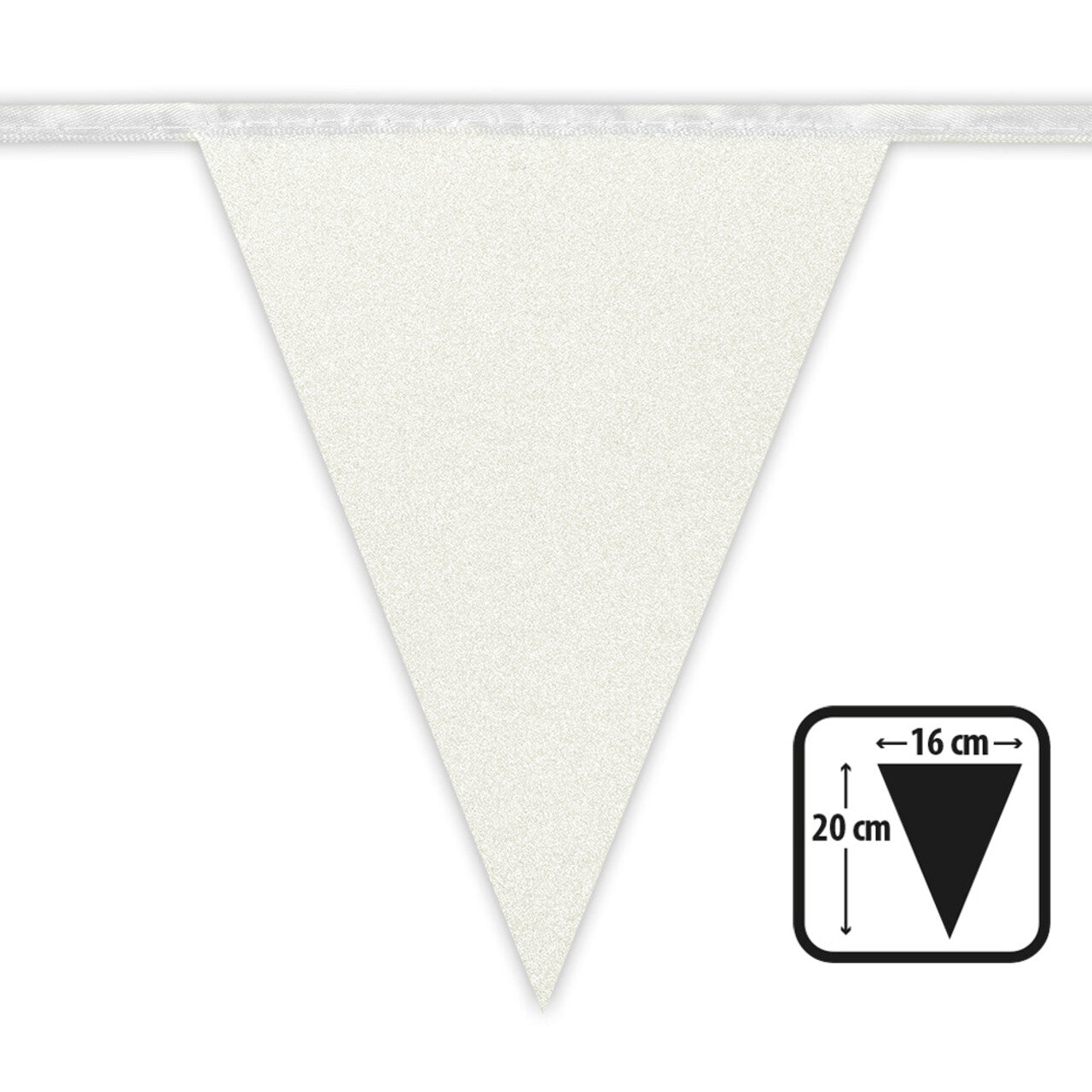 Op deze afbeelding zie je een Decoratie, van het merk Boland. Kartonnen Vlaggenlijn Glitter Wit