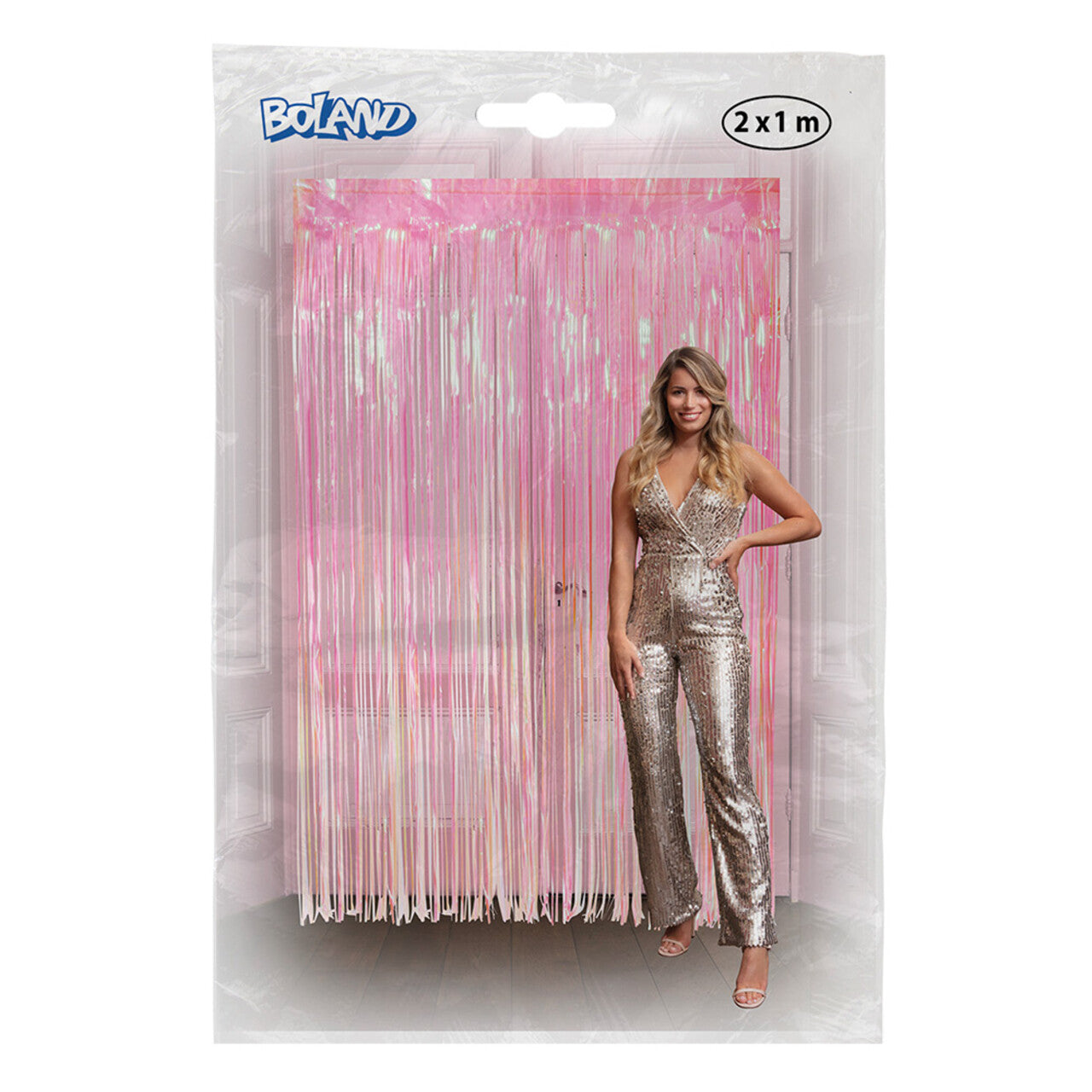 Op deze afbeelding zie je een Decoratie, van het merk Boland. Stralend Roze Foliegordijn