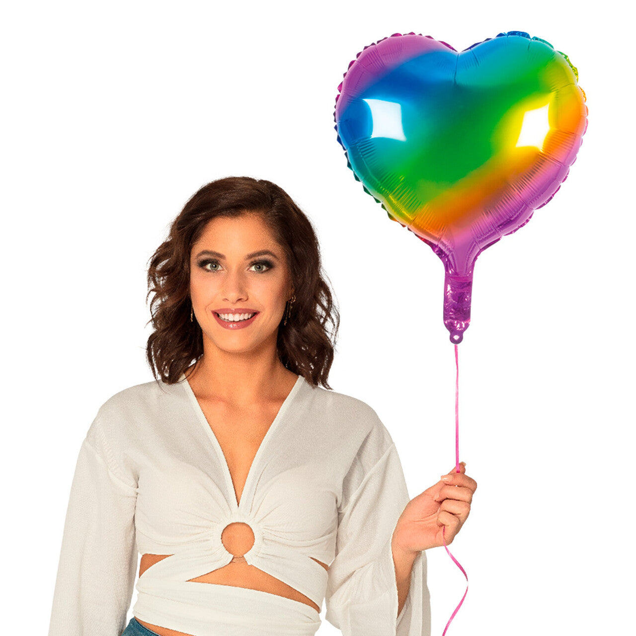 Op deze afbeelding zie je een Decoratie, van het merk Boland. Folieballon Rainbow Love Hart Regenboog