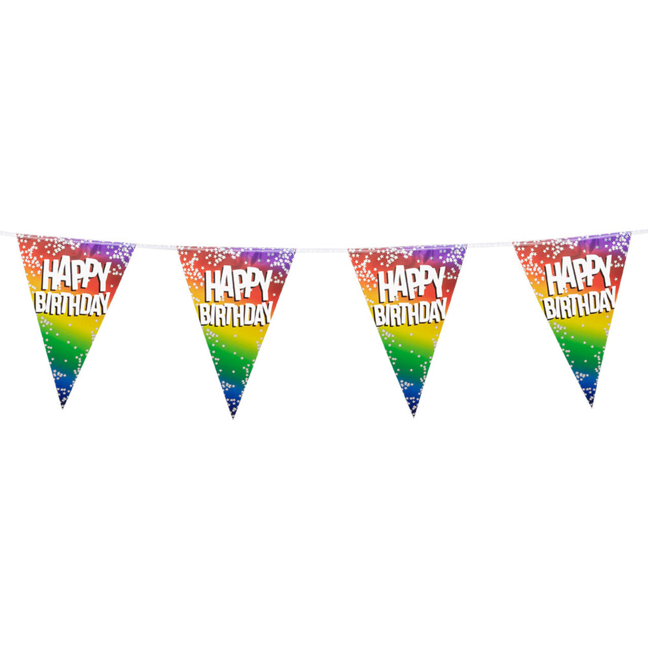 Op deze afbeelding zie je een Decoratie, van het merk Boland. Vlaggenlijn Rainbow Happy Birthday