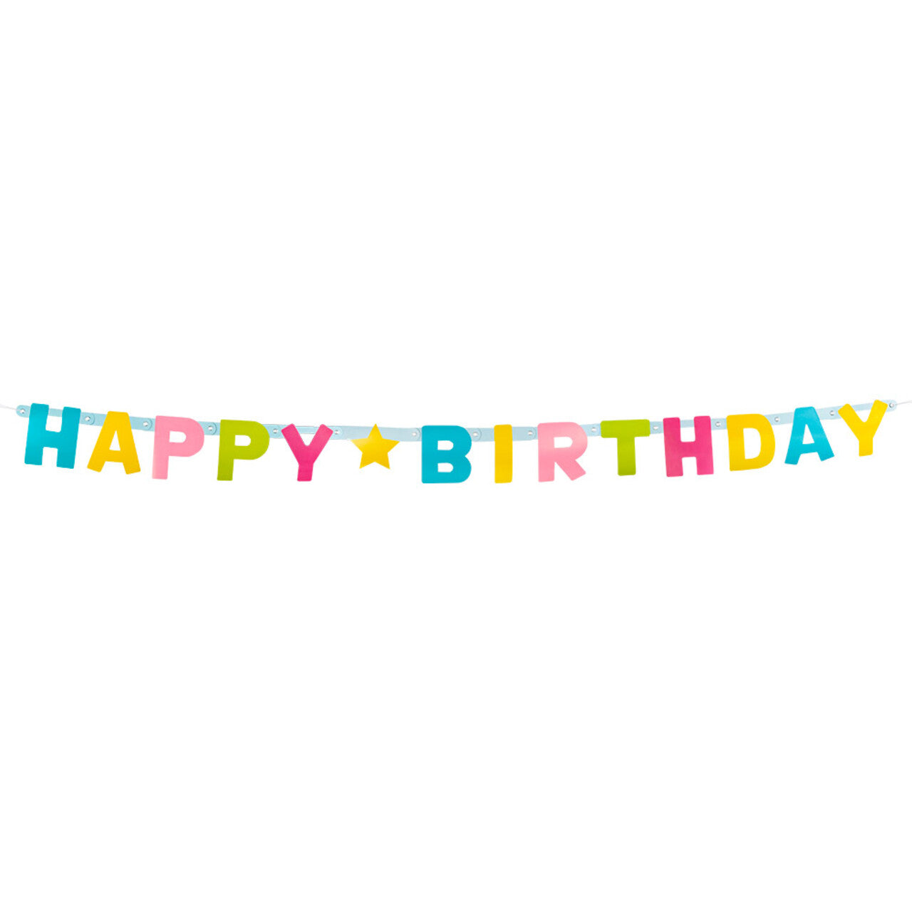 Op deze afbeelding zie je een Decoratie, van het merk Boland. Kartonnen Letterslinger Happy Birthday Happy Colours