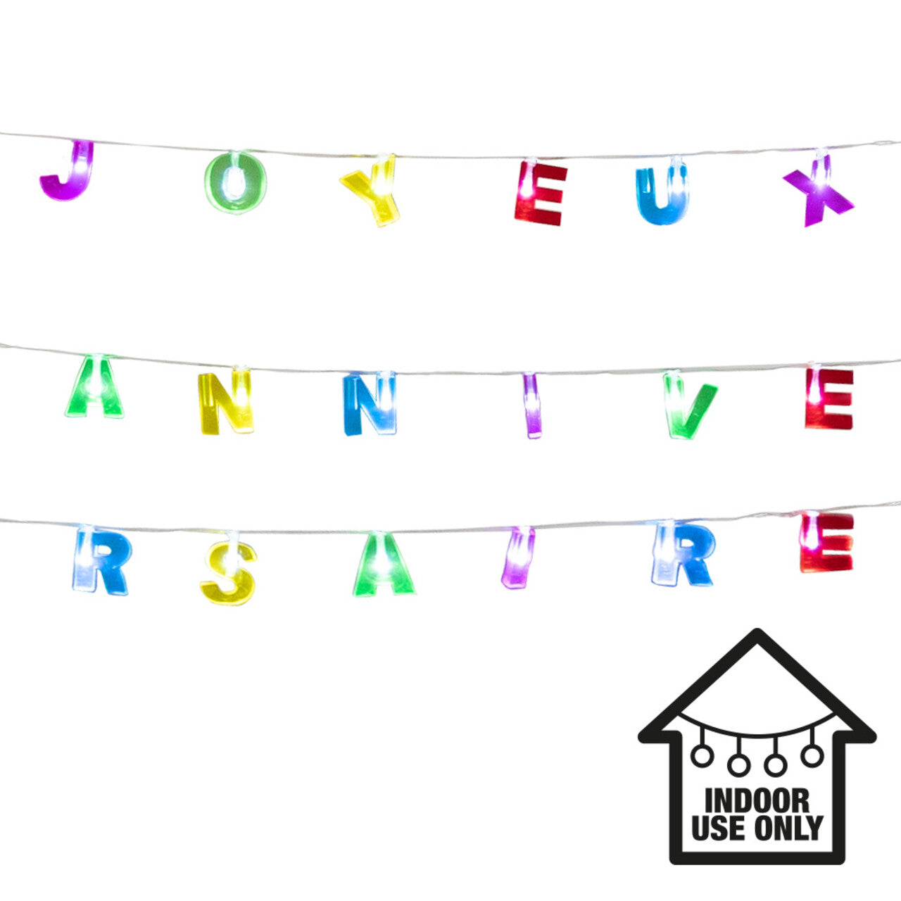 Op deze afbeelding zie je een Decoratie, van het merk Boland. Lichtsnoer Joyeux Anniversaire