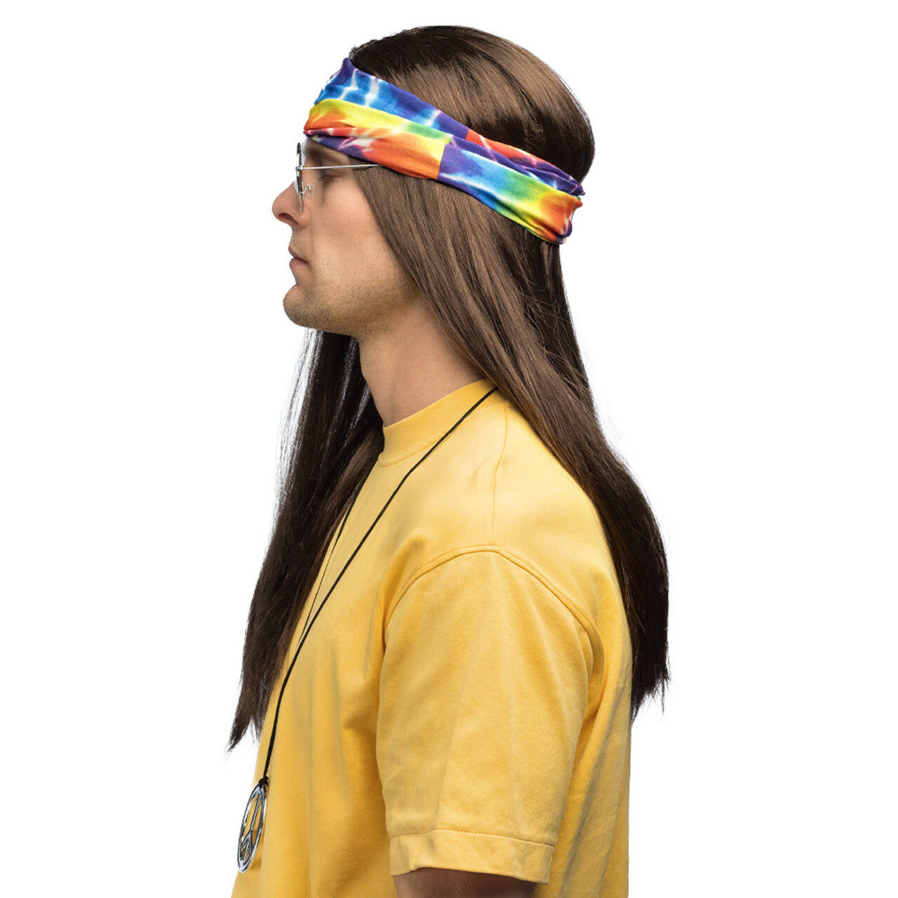 Op deze afbeelding zie je een Accessoires, van het merk Boland. Set Hippie John (Hoofdband, Partybril, Pruik En Ketting)