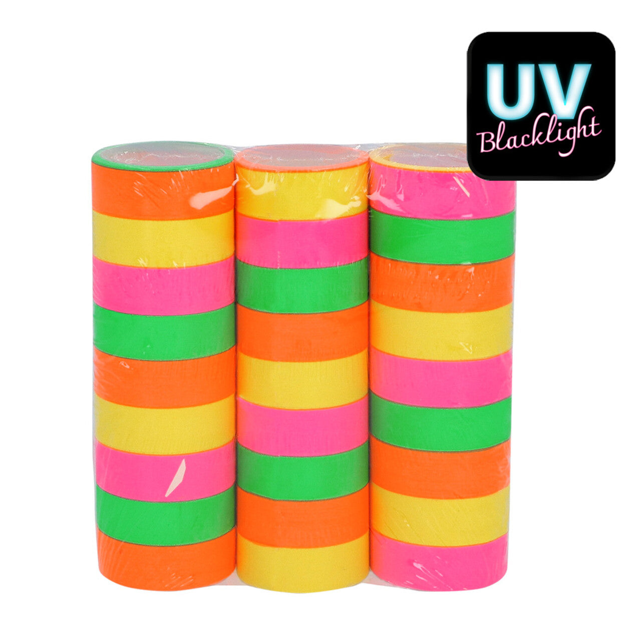 Op deze afbeelding zie je een Decoratie, van het merk Boland. Set 3 Rollen Papieren Serpentines Neon Party