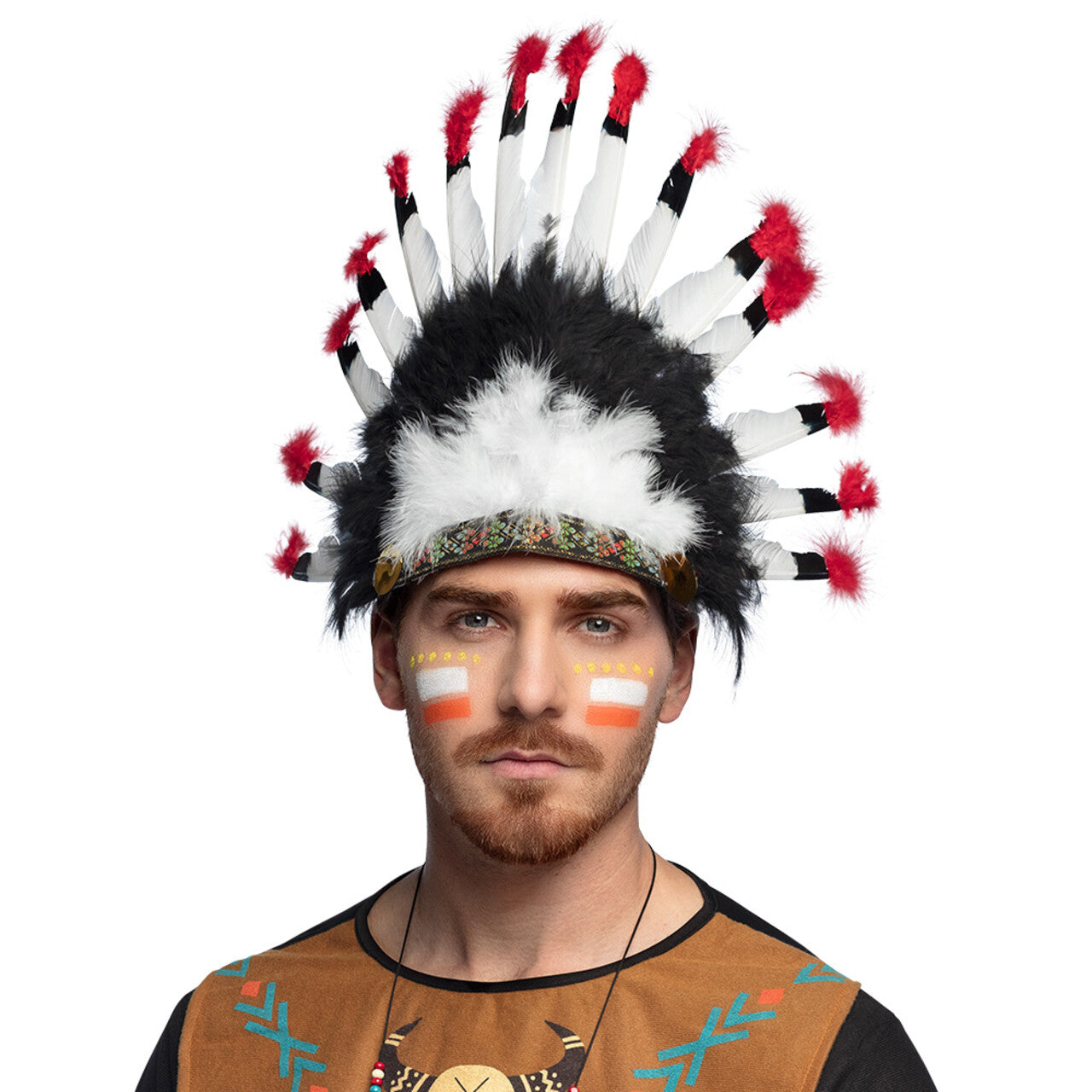 Op deze afbeelding zie je een Accessoires, van het merk Boland. Indianen Hoofd Tooi Mohan Mohawk
