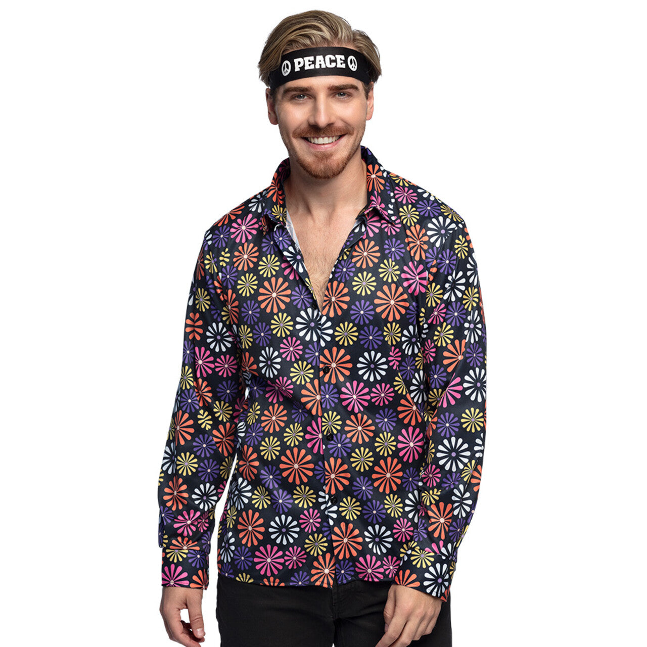 Op deze afbeelding zie je een Kostuums, van het merk Boland. Power Of Hippie Flower Overhemd Man