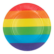 Op deze afbeelding zie je een Decoratie, van het merk Boland. Set 8 Papieren Bordjes Happy Regenboog