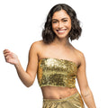 Festival Top Sparkle Goud Pailletten Vrouw Kostuum