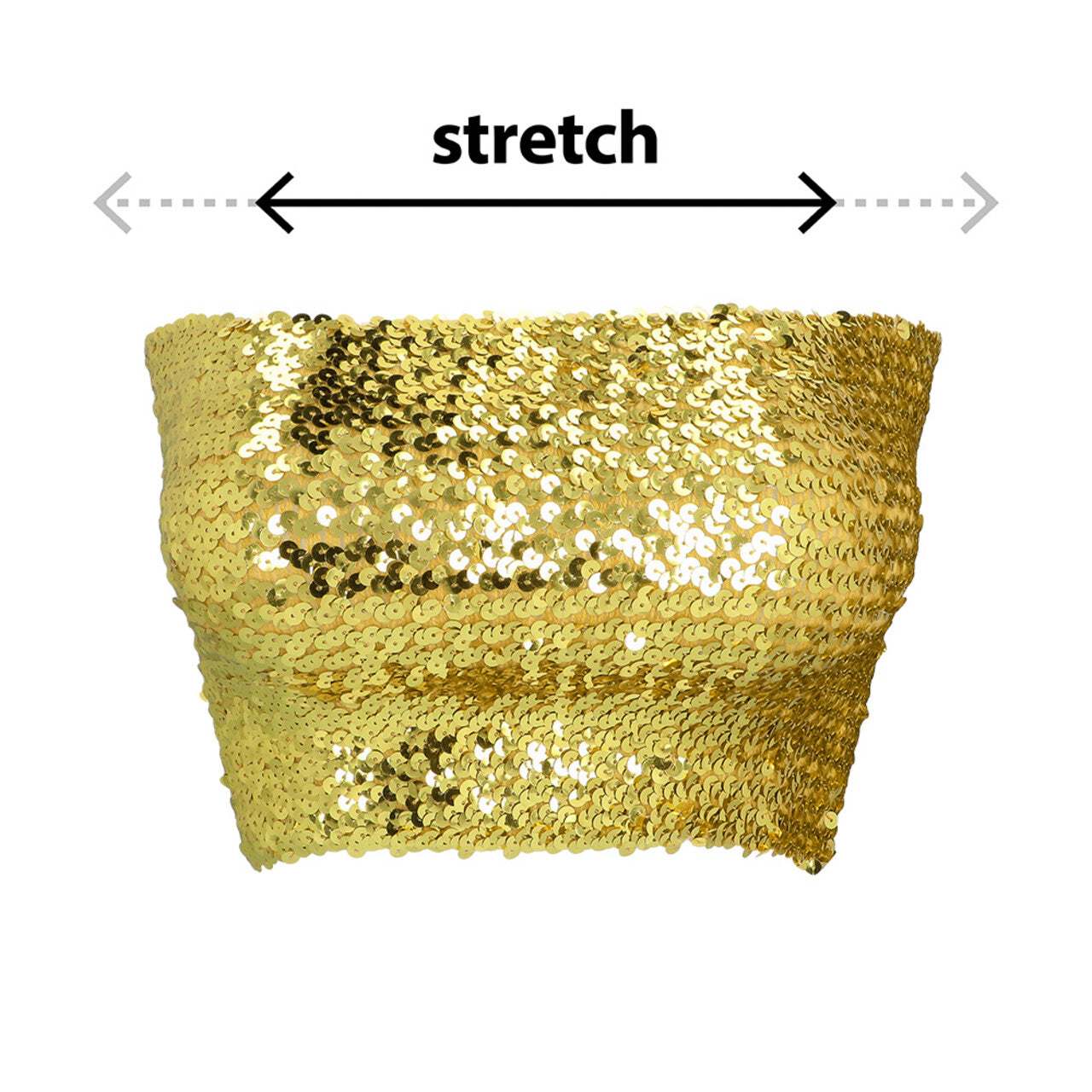 Op deze afbeelding zie je een Kostuums, van het merk Boland. Festival Top Sparkle Goud Pailletten Vrouw Kostuum