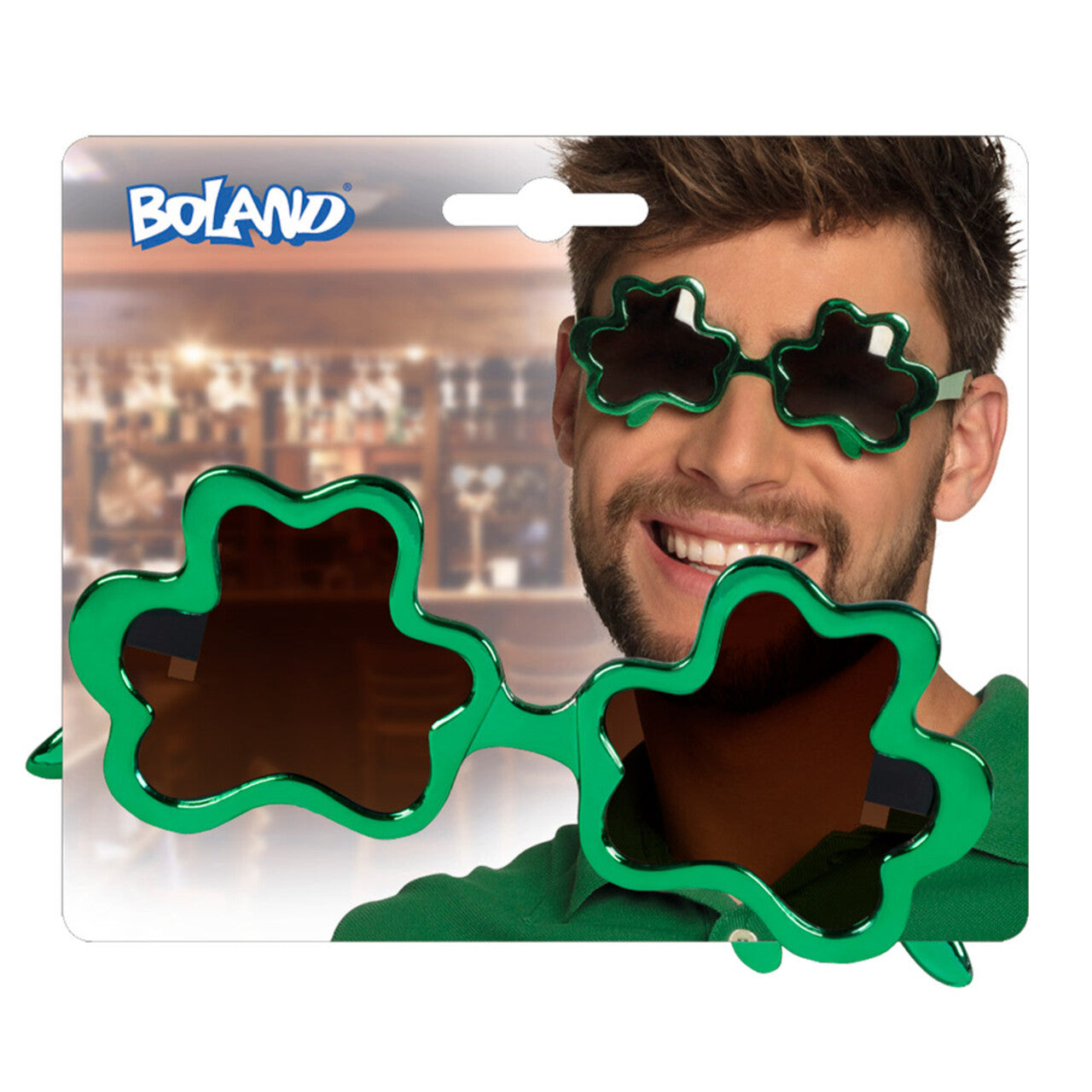 Op deze afbeelding zie je een Accessoires, van het merk Boland. Shamrock Bril Groen