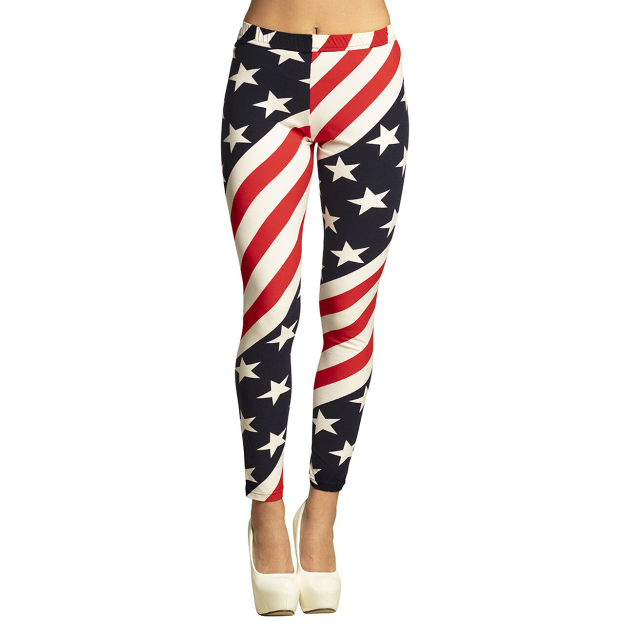 Op deze afbeelding zie je een Kostuums, van het merk Boland. Stretch Legging USA Star (M) Vrouw