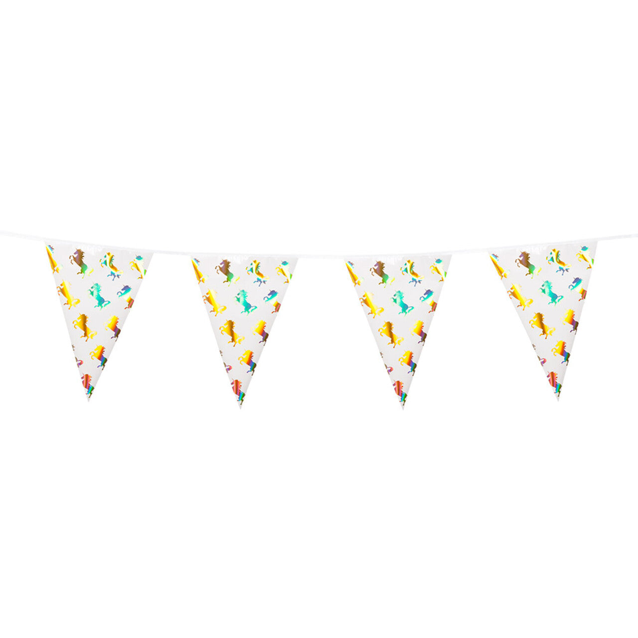 Op deze afbeelding zie je een Decoratie, van het merk Boland. Folie Vlaggenlijn Eenhoorn Feest