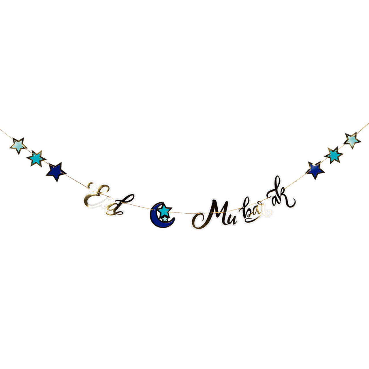 Op deze afbeelding zie je een Decoratie, van het merk Boland. Kartonnen Letterslinger Eid Mubarak