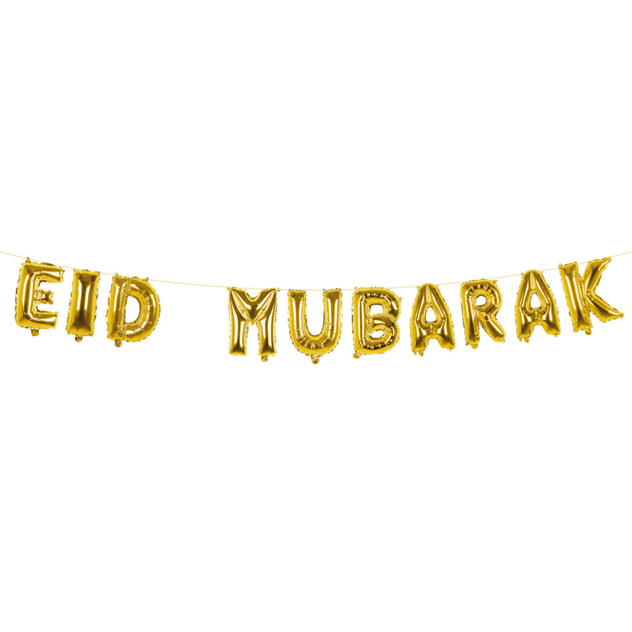Op deze afbeelding zie je een Decoratie, van het merk Boland. Folieballonslinger Ramadan Eid Mubarak Goud