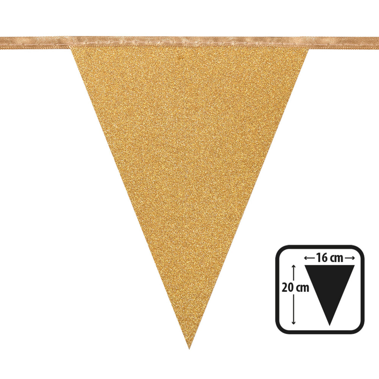 Op deze afbeelding zie je een Decoratie, van het merk Boland. Kartonnen Vlaggenlijn Golden Glitter