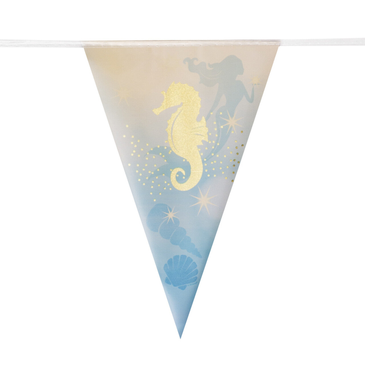 Op deze afbeelding zie je een Decoratie, van het merk Boland. Folie Vlaggenlijn Zeemeermin Zeepaardje