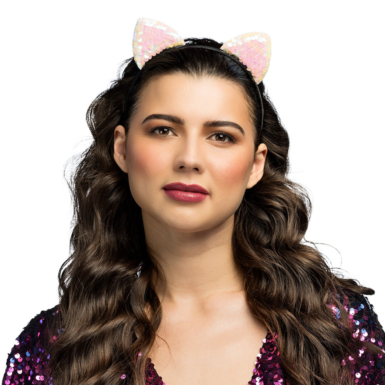 Op deze afbeelding zie je een Accessoires, van het merk Boland. Diadeem Kat Sequins 4 Ass.