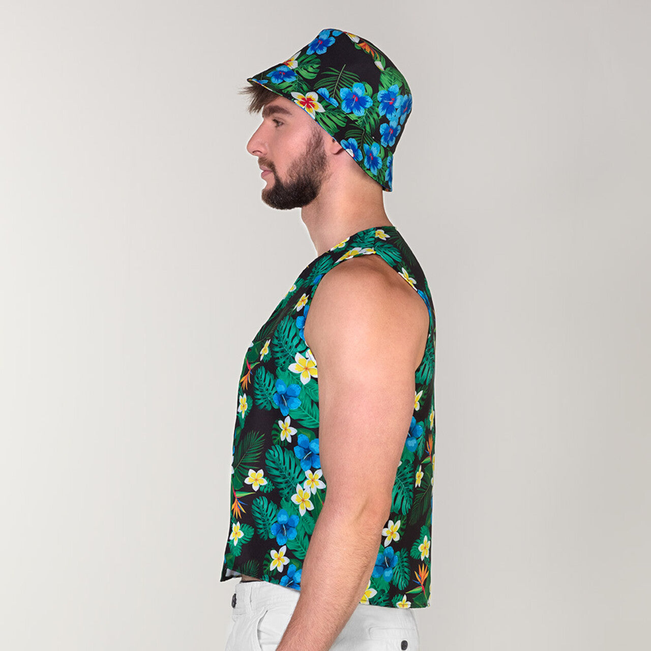 Op deze afbeelding zie je een Kostuums, van het merk Boland. Set Toerist Hawaii Hoed En Vest Man