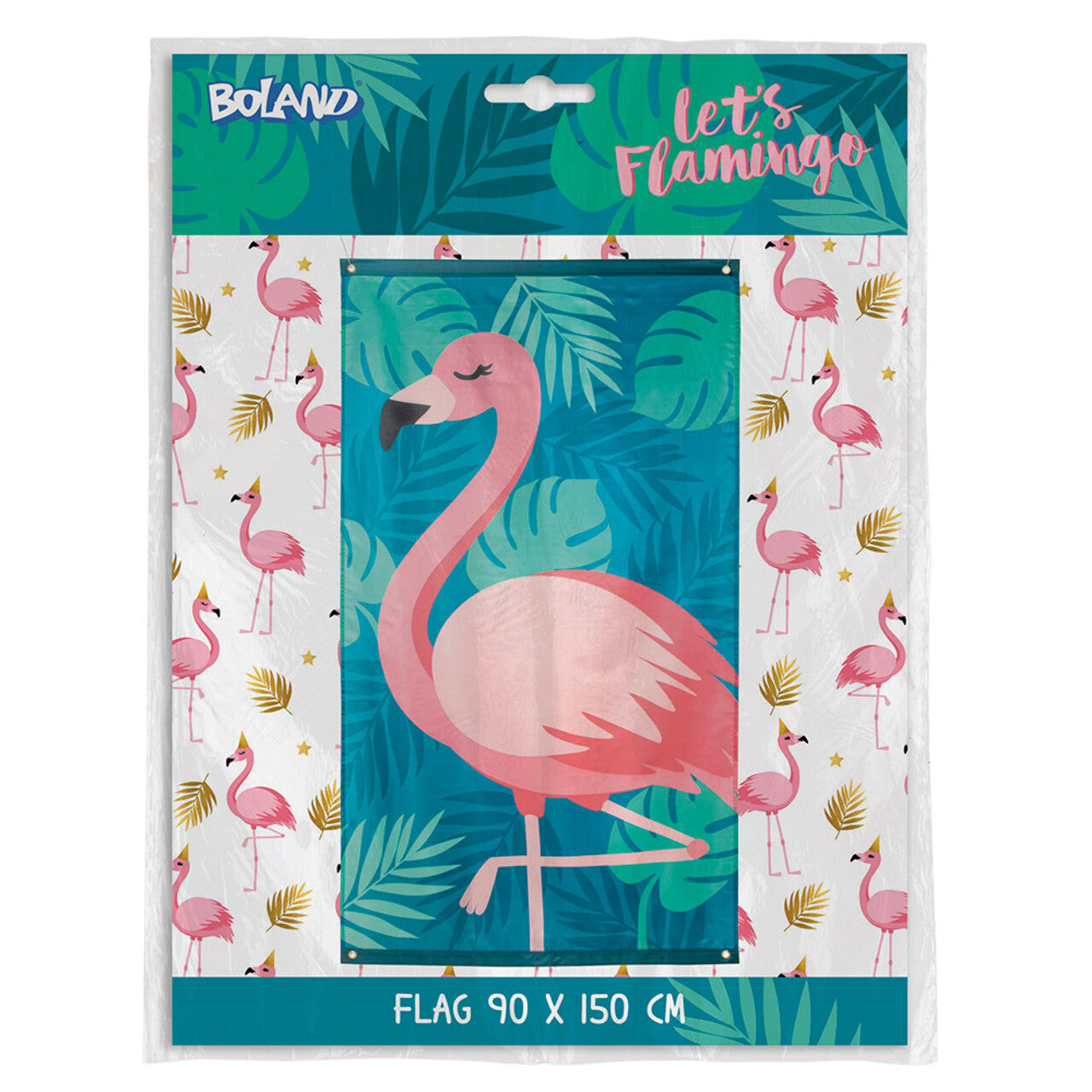 Op deze afbeelding zie je een Decoratie, van het merk Boland. Tropische Vlag Flamingo