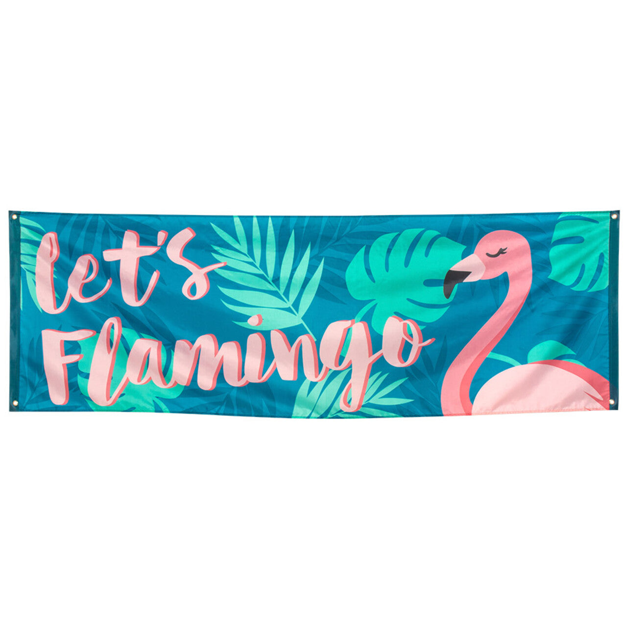 Op deze afbeelding zie je een Decoratie, van het merk Boland. Banner Lets Flamingo Party