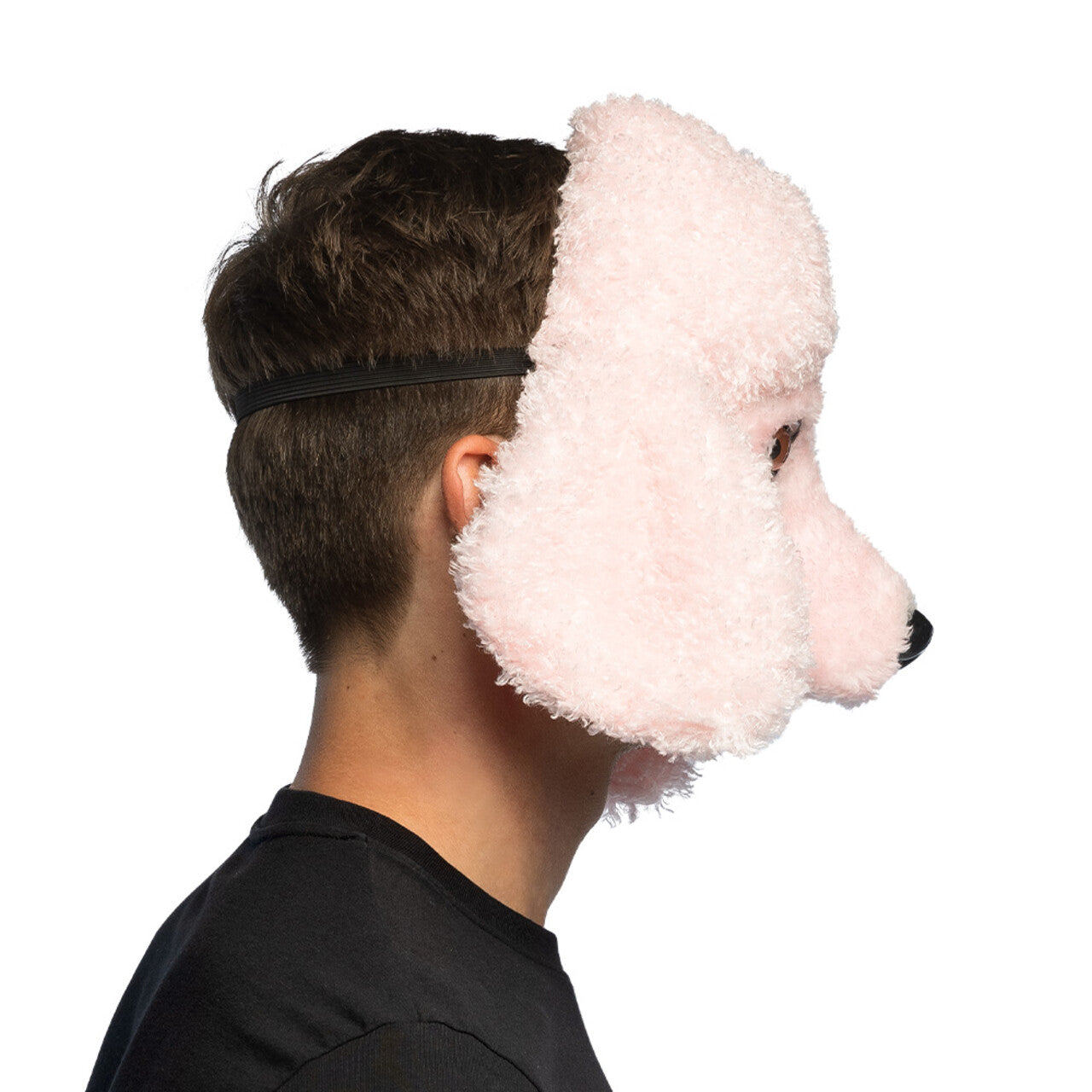 Op deze afbeelding zie je een Accessoires, van het merk Boland. Pluchen Halfmasker Roze Zachte Poedel
