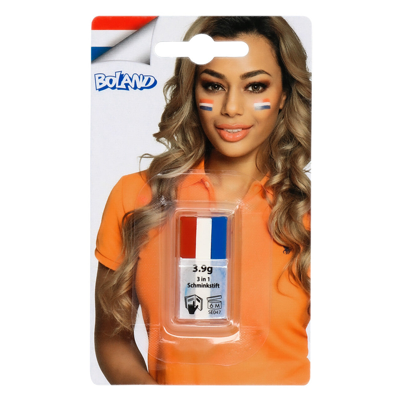 Op deze afbeelding zie je een Accessoires, van het merk Boland. Smeer Voor De Sfeer Schminkstift Nederlandse Vlag