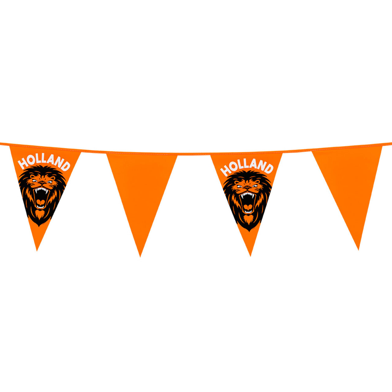 Op deze afbeelding zie je een Decoratie, van het merk Boland. Brul Je Gek! Oranje Reuzenvlaggenlijn 8 Meter