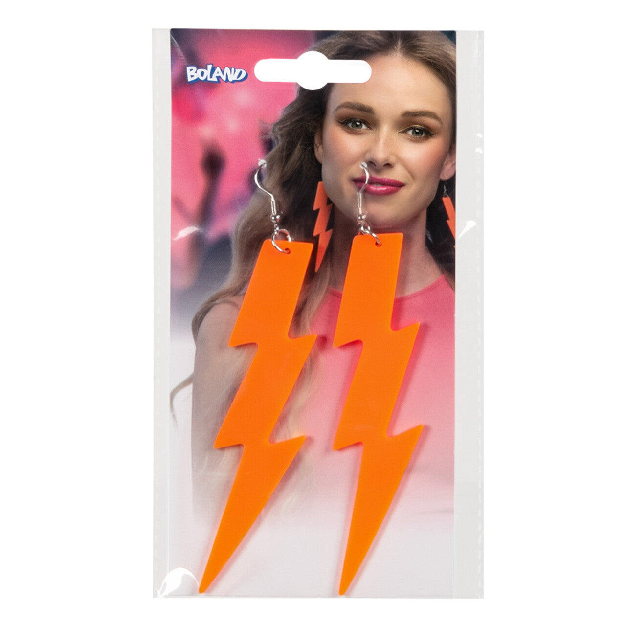 Op deze afbeelding zie je een Accessoires, van het merk Boland. Paar Oorbellen Flash Neonoranje Uv